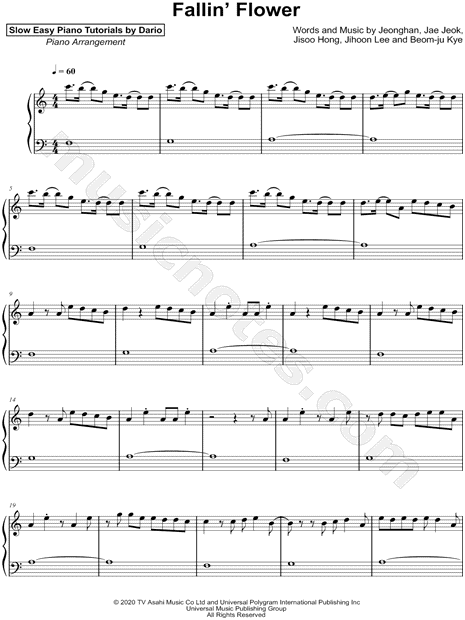 Fallin' Flower [Slow Easy Piano Tutorial]