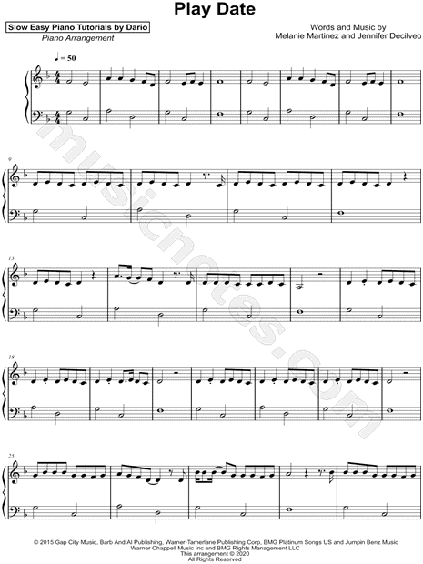 Play Date [Slow Easy Piano Tutorial]