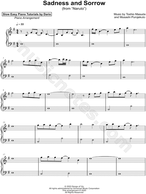 Sadness and Sorrow [Slow Easy Piano Tutorial]