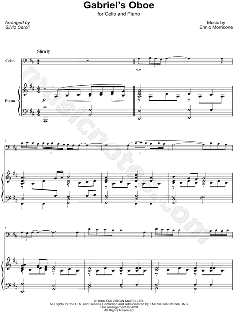 Gabriel's Oboe - Cello & Piano