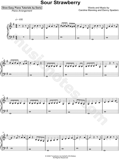 Sour Strawberry [Slow Easy Piano Tutorial]