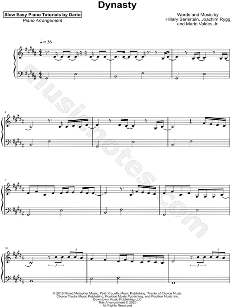 Dynasty [Slow Easy Piano Tutorial]