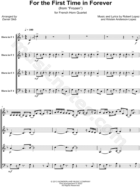 For the First Time in Forever - French Horn Quartet
