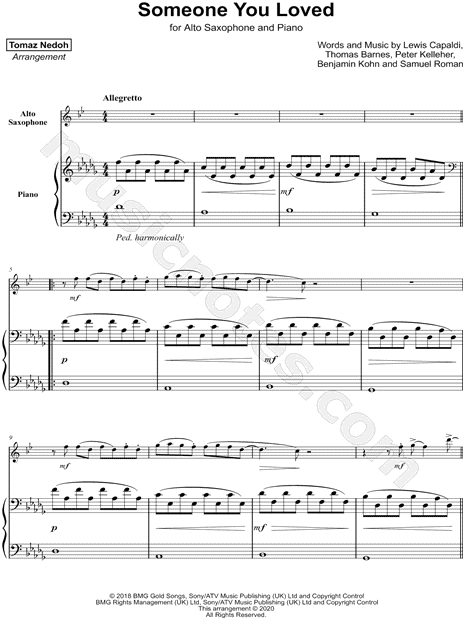 Someone You Loved - Alto Saxophone & Piano