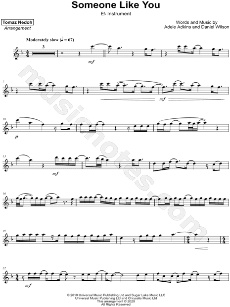Someone Like You - Eb Instrument