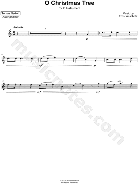 O Christmas Tree - C Instrument