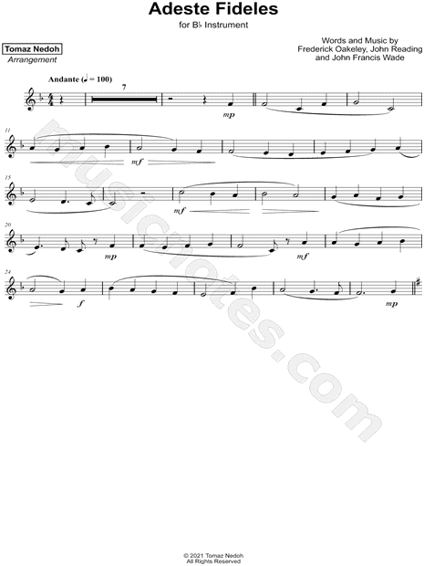 O Come, All Ye Faithful - Bb Instrument