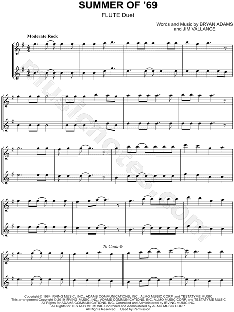 Summer of '69 - Flute Duet