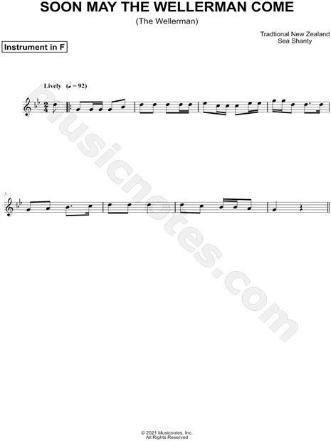 Soon May the Wellerman Come - F Instrument