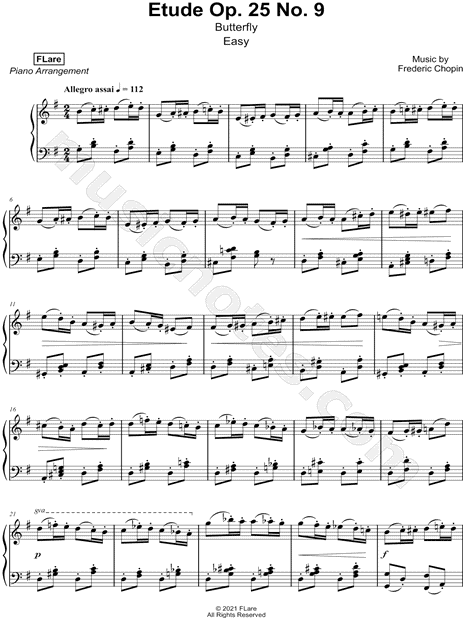 Etude Op. 25 No. 9 (Butterfly) [easy]