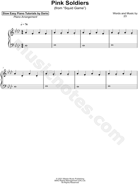 Pink Soldiers [Slow Easy Piano Tutorial]