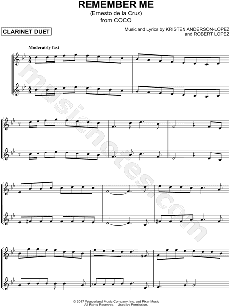 Remember Me (Ernesto de la Cruz) - Clarinet Duet