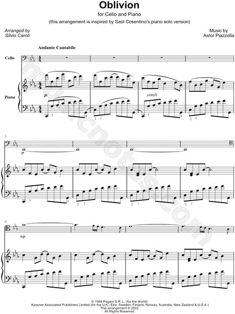 Oblivion - Cello & Piano