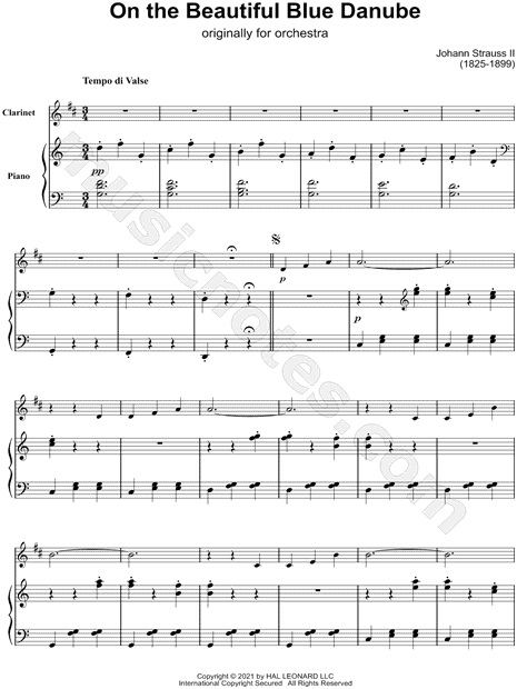 On the Beautiful Blue Danube - Clarinet & Piano