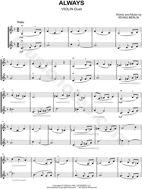 Always - Violin Duet