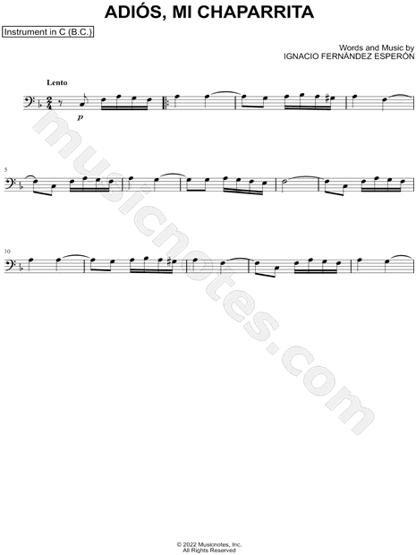 Adios, mi chaparrita - Bass Clef Instrument