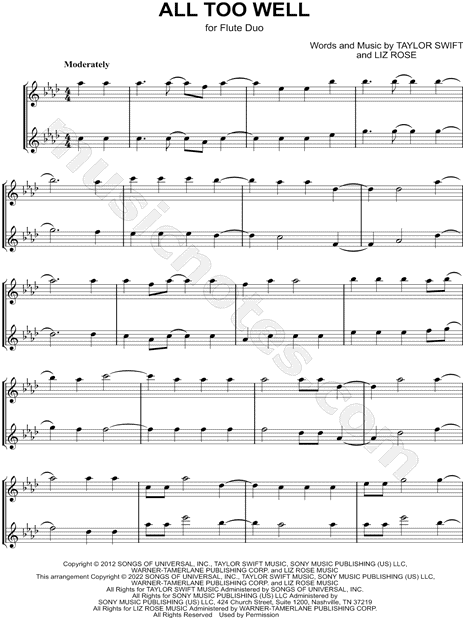 All Too Well - Flute Duet
