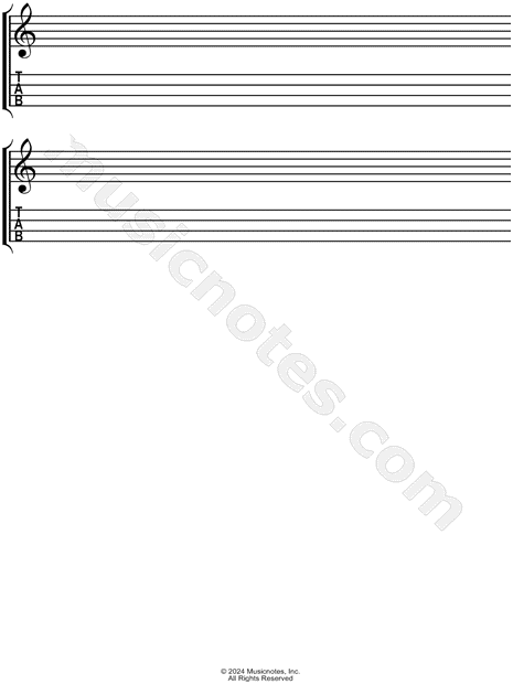 Manuscript Paper for Ukulele TAB