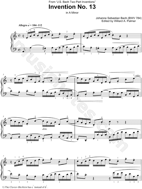 Two Part Invention No. 13, BWV 784