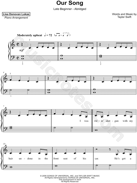 Our Song [late beginner - abridged]