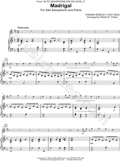 Madrigal - Alto Saxophone & Piano