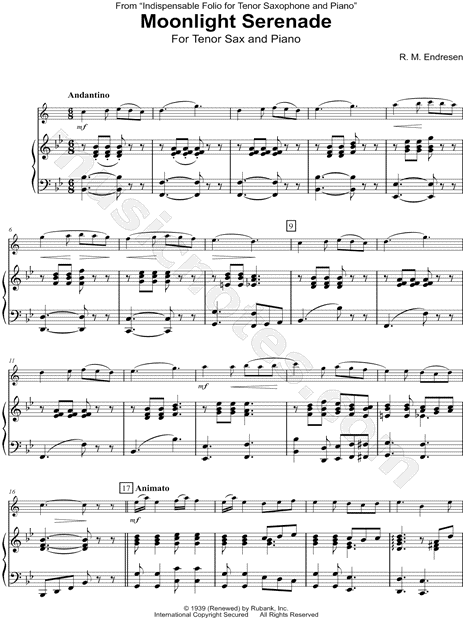 Moonlight Serenade - Tenor Saxophone & Piano