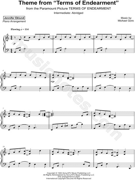 Theme from Terms of Endearment [intermediate - abridged]