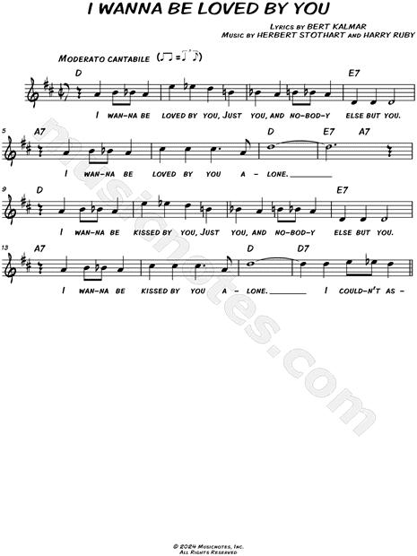 I Wanna Be Loved By You [chorus only]