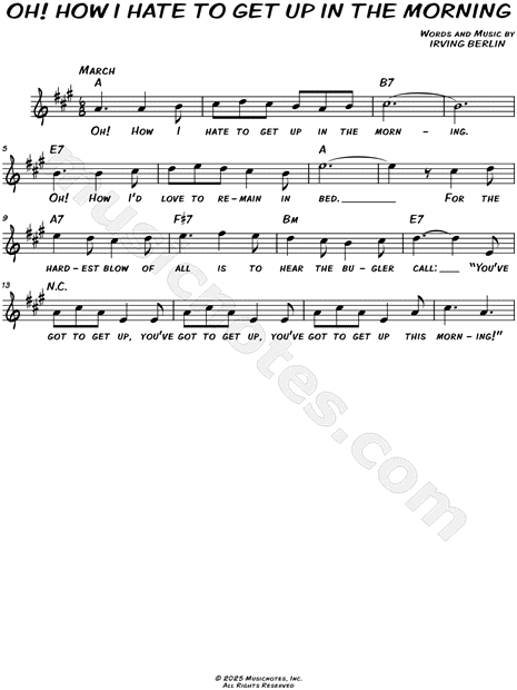 Oh! How I Hate to Get Up in the Morning [chorus only]