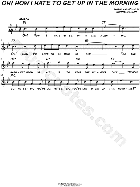 Oh! How I Hate to Get Up in the Morning [chorus only]