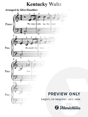 Kentucky Waltz Easy Piano
