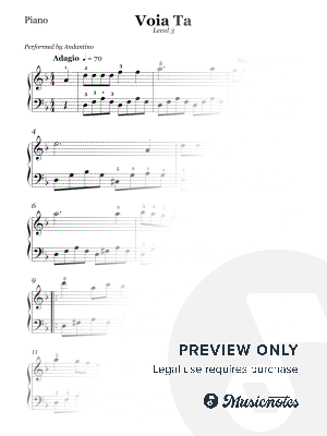 Voia Ta (MEDIUM PIANO) by Andantino - Sheet Music