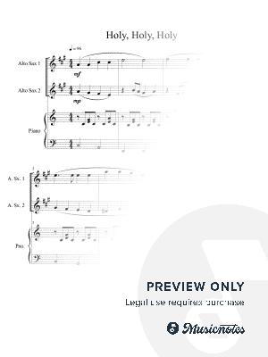 Holy, Holy, Holy (alto sax duet) with optional piano accompaniment by Ben Dockery - Sheet Music