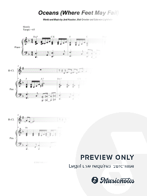 Oceans (Where Feet May Fail) (Bb-Clarinet solo and Piano)