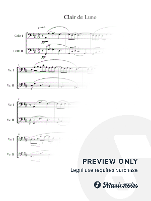 Clair de Lune (Cello Duet) by B. C. Dockery - Sheet Music