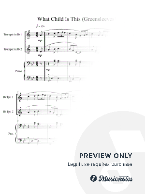 What Child Is This (Greensleeves) for trumpet duet with optional piano accompaniment