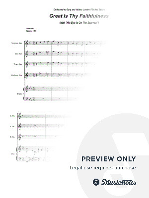 Great Is Thy Faithfulness (with "His Eye Is On The Sparrow") (Saxophone Quartet and Piano)