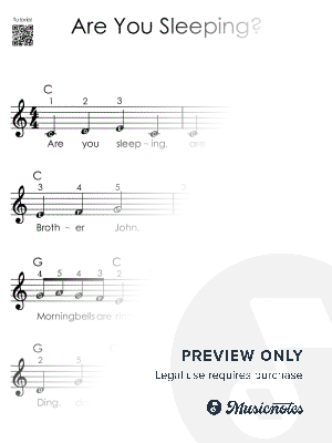 Are You Sleeping I Piano Tutorial Easy Sheet Music with Letters for Absolute Beginners by Alicja Urbanowicz - Sheet Music