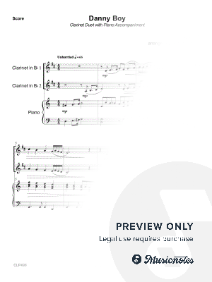 O DANNY BOY - Clarinet Duet with Piano Accompaniment by GPoehlmann - Sheet Music