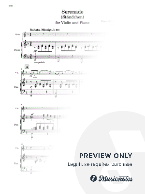 Serenade (Ständchen) by Schubert - Violin and Piano (Full Score and Parts)
