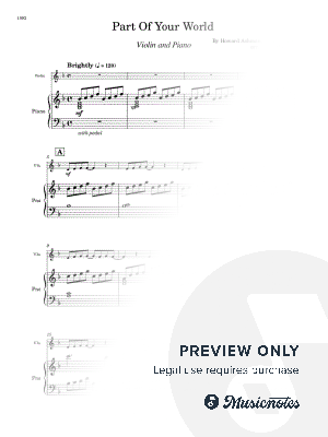 Part of Your World - Violin and Piano (Full Score and Parts)