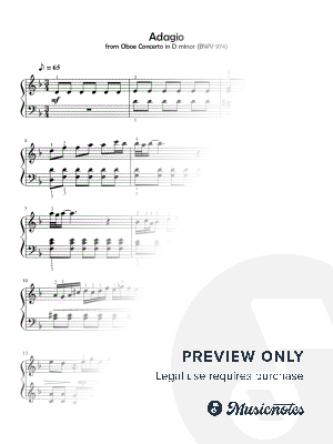 Adagio from Oboe Concerto in D minor (BWV 974) (Johann Sebastian Bach) [easy]