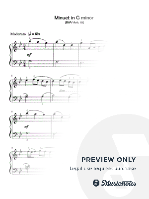 Minuet in G minor (BWV Anh. 115) (Johann Sebastian Bach) [easy]