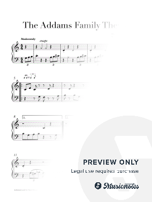 The Addams Family Theme (for Easy Piano) by Amanda Dills - Sheet Music