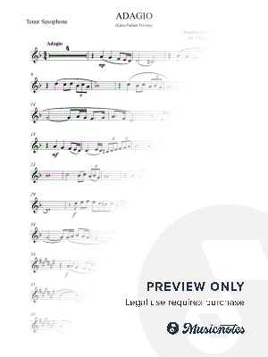 Adagio  - Tomaso Albinoni - Tenor Saxophone (Laura Fabian Version) by Charlene Elisha Gregory - Sheet Music