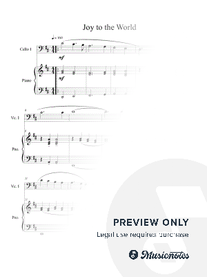 Joy to the World (cello solo) with optional piano accompaniment
