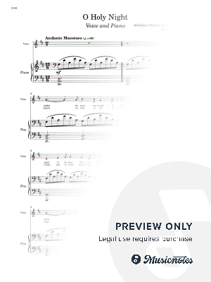 O Holy Night - Voice and Piano - D Major (Full Score and Parts)