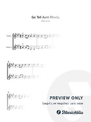 Go tell aunt Rhody violin duet by HTP TV - Sheet Music