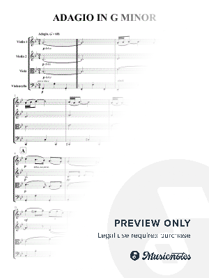 Albinoni: Adagio in G Minor (for String Quartet) by FRC Music - Sheet Music