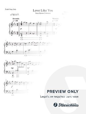 Love Like You from Steven Universe (Pedal Harp Solo) by Caitlin Ayala - Sheet Music